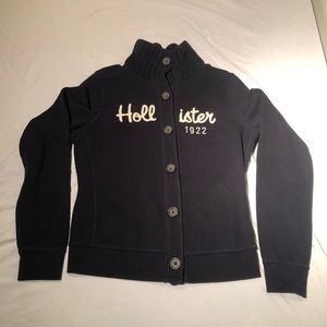 Hollister dark blue button cardigan type sweater